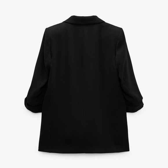 NWT Zara Black Crepe Oversized Boyfriend Blazer - Picture 5 of 12